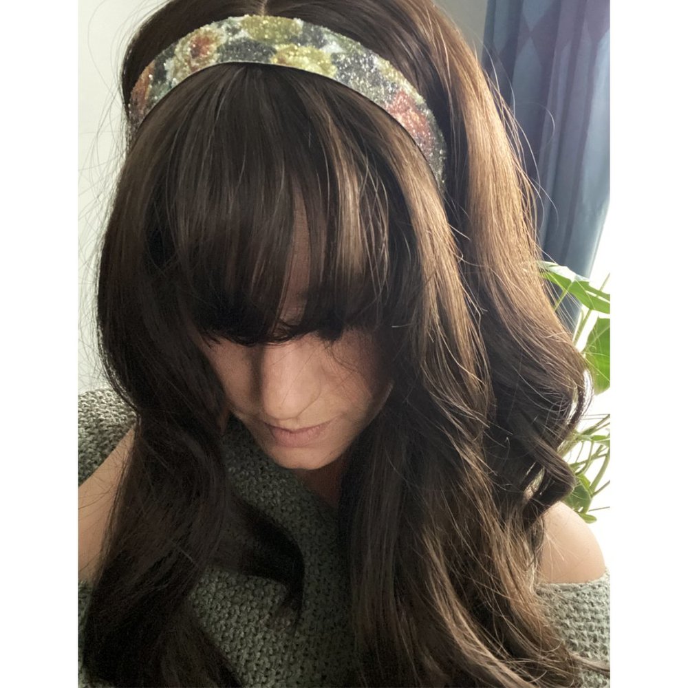 Hipsy Adjustable NO SLIP Shimmer Glitter Autumn Rose Wide Non-Slip Headband